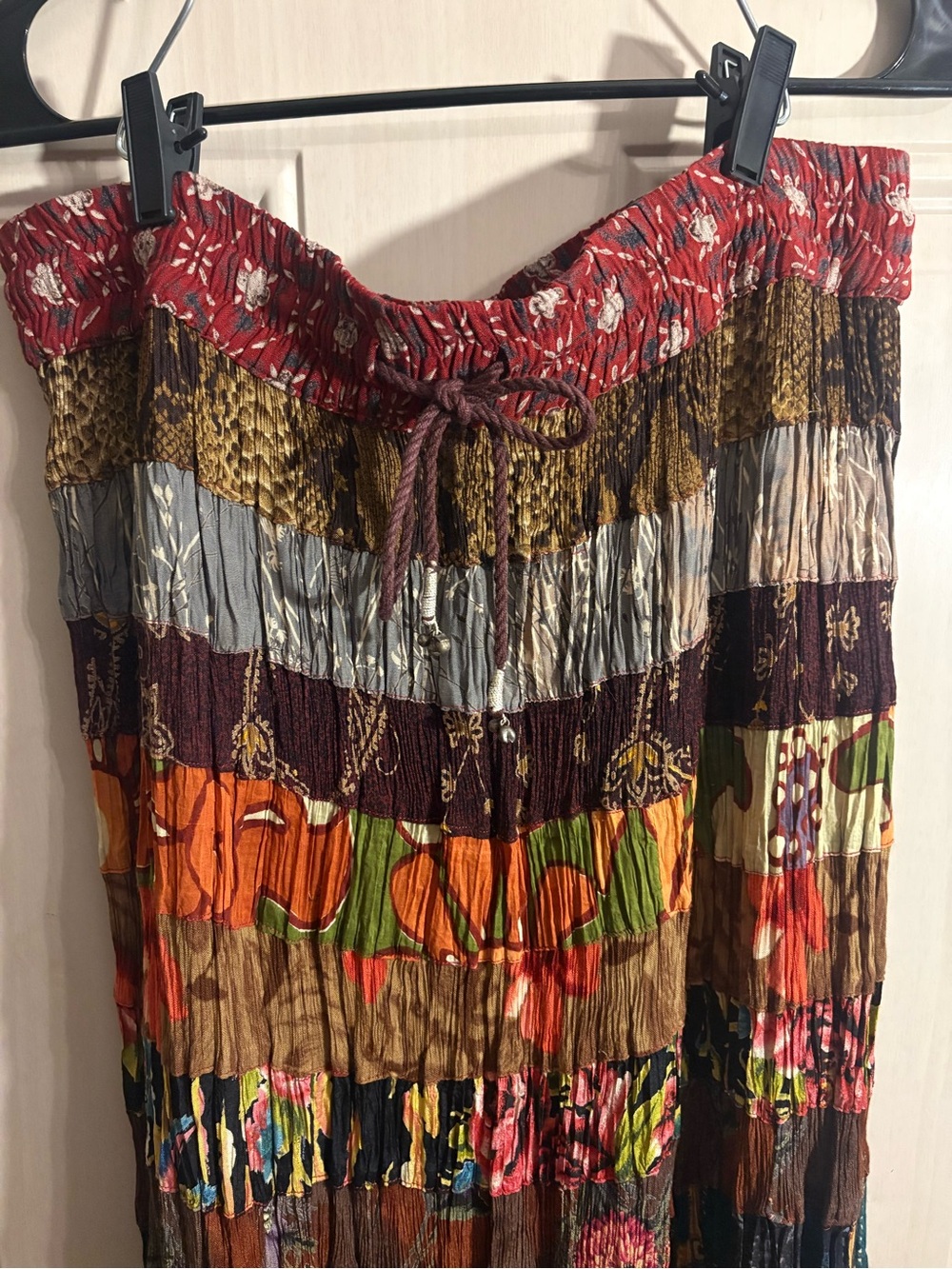 Hot Date vintage Women’s long patchwork bohemian O/S skirt festival hippie 90s - Picture 2 of 7